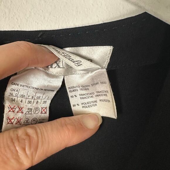 Max Mara Black Scoop Neck 3/4 Sleeve Midi Dress Women's 4 - Picture 4 of 7